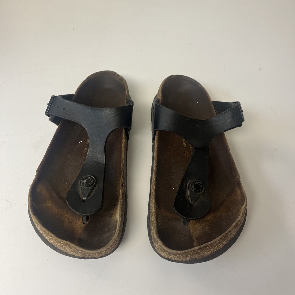 Birkenstock Sandals Women's 37 Gizah‎ Black Leather Fair Condition Slip On